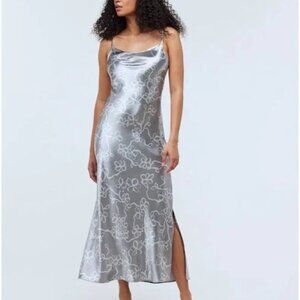 Madewell Metallic Midi Slip Dress in Floral NWT Size 2